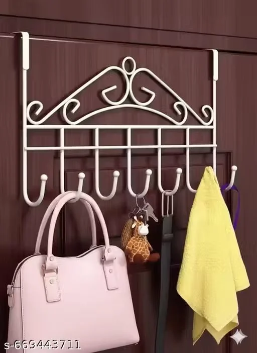 Multi Functional Steel Over The Door Hook Hanger Organizer For Clothes Towel Bag No Drill Door Hanging Rack Space Saving Wall Hook Holder Heavy Duty Home Storage Solution image 1