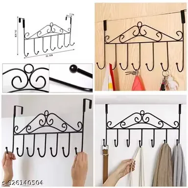 Heavy Duty Over The Door Hook Rack 7 Hooks Metal Hanger for Clothes Towels Bags Coats Space Saving Door Organizer for Bedroom Bathroom Entryway Rust Resistant Multi Utility Storage Solution India thumbnail 2