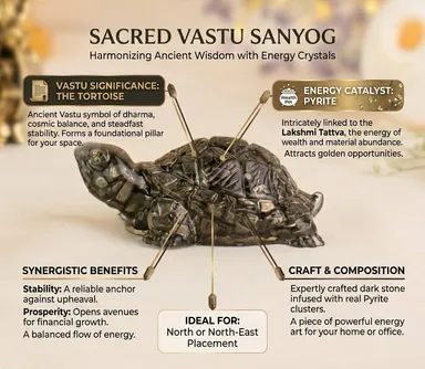 Raw Pyrite Turtle for Wealth & Business Success | Natural Money Tortoise Feng Shui Crystal for Office Desk | Pyrite Stone for Financial Growth, Prosperity & Positive Energy – Energized & Cleaned thumbnail 2