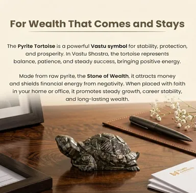 Raw Pyrite Turtle for Wealth & Business Success | Natural Money Tortoise Feng Shui Crystal for Office Desk | Pyrite Stone for Financial Growth, Prosperity & Positive Energy – Energized & Cleaned thumbnail 3