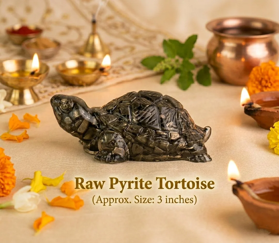 Raw Pyrite Turtle for Wealth & Business Success | Natural Money Tortoise Feng Shui Crystal for Office Desk | Pyrite Stone for Financial Growth, Prosperity & Positive Energy – Energized & Cleaned image 1