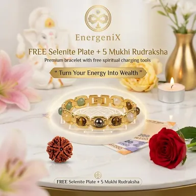 Money Magnet DhanYog Gold Chain Bracelet | Green Aventurine Citrine Pyrite Tiger Eye Sphatik Crystal for Wealth Success Business Luck | Astrological Energy Stone Jewellery thumbnail 1