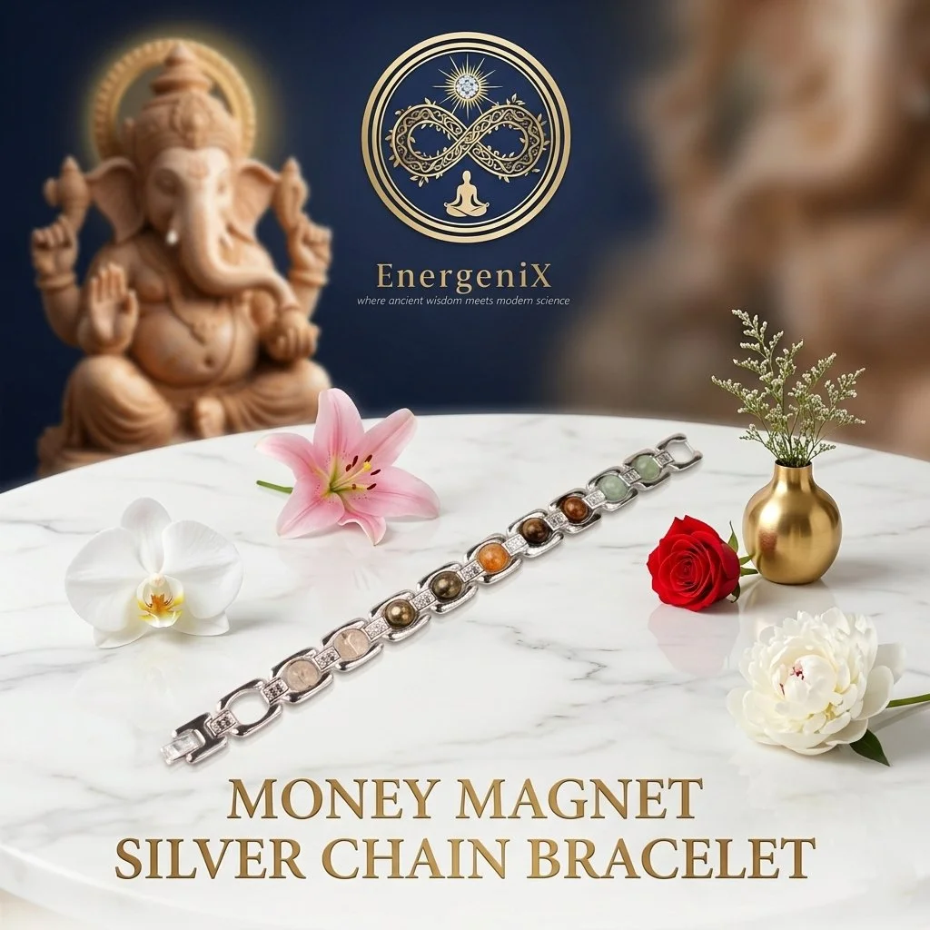 Money Magnet DhanYog Silver Chain Bracelet with Green Aventurine Citrine Pyrite Tiger Eye & Sphatik Crystals for Wealth Attraction Financial Success Business Growth and Positive Energy image 1