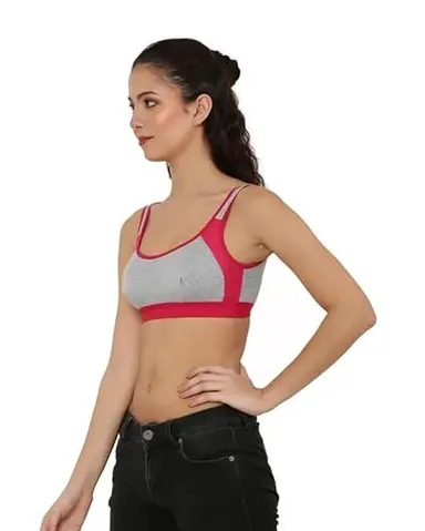 Banana Go Women Contrast Border Sports Bra Grey Wine Pink Racerback Padded Gym Yoga Activewear Top Medium Impact Stylish Fitness Bra for Women Banana Go Women Contrast Border Sports Bra Grey Wine Pink Racerback Padded Gym Yoga Activewear Top Medium Impact thumbnail 2