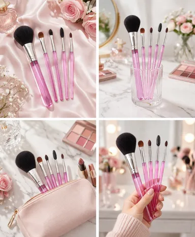 Makeup Brushes Set Full Face & Eye Professional Cosmetic Brush Kit 15pc with Powder Blush Foundation Eyeshadow Concealer Contour Detailer Blending Tools for Women India thumbnail 1