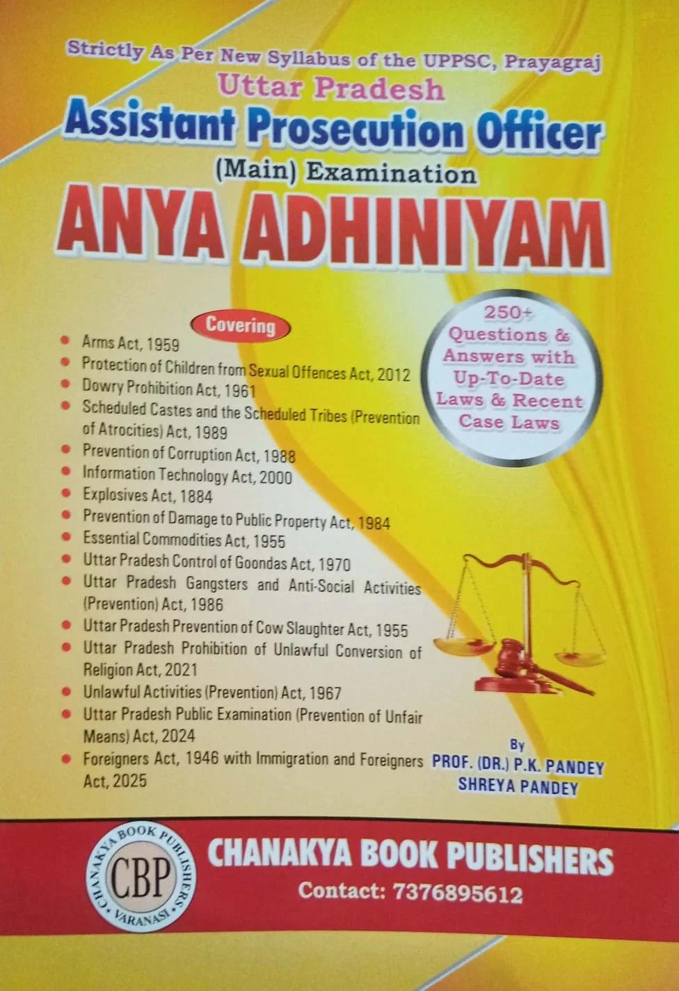 Uttar Pradesh Assistant Prosecution Officer (Main) Examination - ANYA ADHINIYAM (Other Acts) image 1