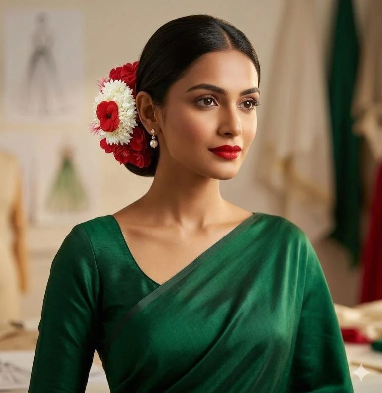 CONGO Artificial Bridal Juda Gujra Style, Beautiful Hair Accessories Hair Band Bun for Girls and Women (Red) image 3