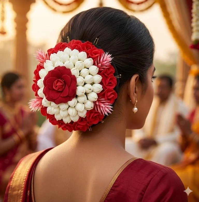 CONGO Artificial Jasmine Flower Bun Juda Maker Flower Gajra Hair Accessories for Women and Girls White Color (Pack-01) image 3