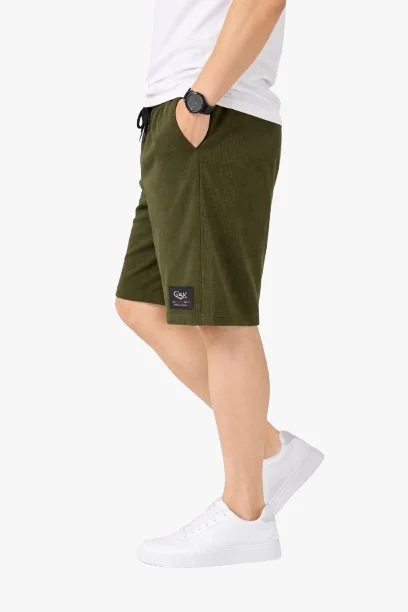 Mens Regular Fit Plain Cotton Shorts for Men Breathable Summer Casual Gym Sports Shorts Elastic Waist Drawstring Lightweight Daily Wear Lounge Shorts India Green. 30 image 2