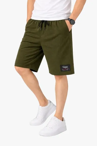 Mens Regular Fit Plain Cotton Shorts for Men Breathable Summer Casual Gym Sports Shorts Elastic Waist Drawstring Lightweight Daily Wear Lounge Shorts India Green. 30 thumbnail 2