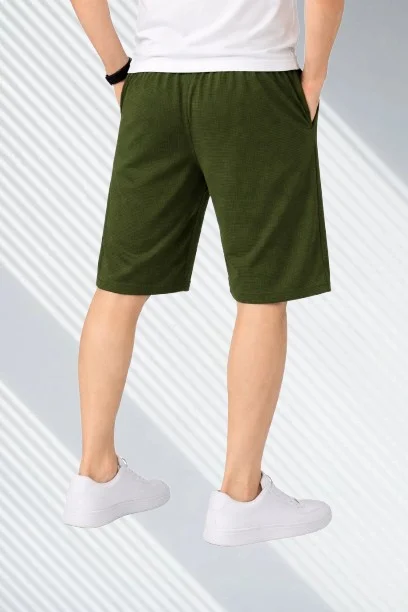 Mens Regular Fit Plain Cotton Shorts for Men Breathable Summer Casual Gym Sports Shorts Elastic Waist Drawstring Lightweight Daily Wear Lounge Shorts India Green. 30 image 1