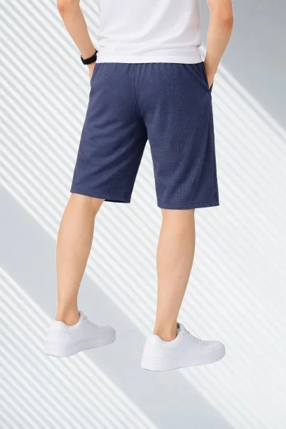 Mens Regular Fit Plain Cotton Shorts for Men Breathable Summer Casual Gym Sports Shorts Elastic Waist Drawstring Lightweight Daily Wear Lounge Shorts India Blue 38 image 1