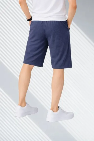 Mens Regular Fit Plain Cotton Shorts for Men Breathable Summer Casual Gym Sports Shorts Elastic Waist Drawstring Lightweight Daily Wear Lounge Shorts India Blue 38 thumbnail 0