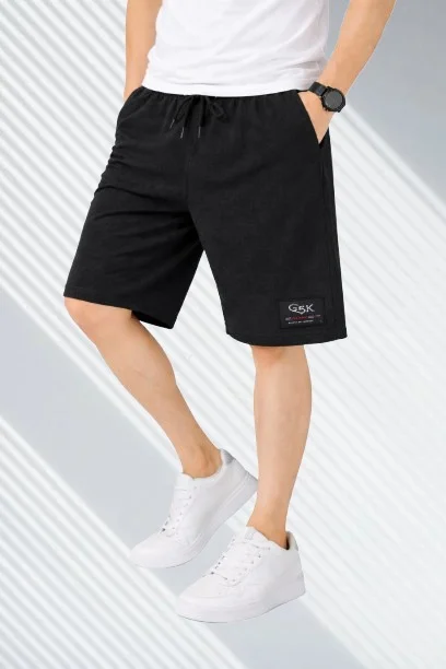 Mens Regular Fit Plain Cotton Shorts for Men Breathable Summer Casual Gym Sports Shorts Elastic Waist Drawstring Lightweight Daily Wear Lounge Shorts India Black 30 image 3