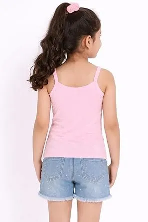 Girls Cotton Sleeveless Camisole Vest Innerwear Multicolour Combo Pack | Soft Breathable Stretch Kids Tank Top Lightweight Daily Wear thumbnail 2