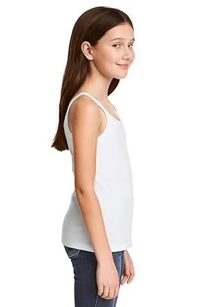Girls Cotton Camisole Slip Tank Top Sleeveless Innerwear Vest Soft Breathable Stretch Kids Undershirt Summer Inner Wear for Girls White Comfortable Daily Wear Camisole Girls Cotton Camisole Slip Tank Top Sleeveless Innerwear Vest Soft Breathable Stretch K image 2