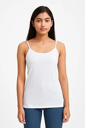 Women Cotton Camisole Tank Top Sleeveless Innerwear Vest Soft Breathable Stretch Ladies Undershirt Summer Inner Wear for Women White Comfortable Daily Wear Camisole Women Cotton Camisole Tank Top Sleeveless Innerwear Vest Soft Breathable Stretch Ladies Un image 4