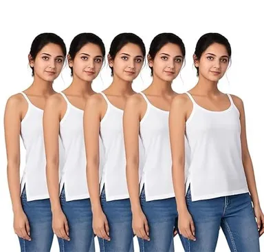 Women Cotton Camisole Tank Top Sleeveless Innerwear Vest Soft Breathable Stretch Ladies Undershirt Summer Inner Wear for Women White Comfortable Daily Wear Camisole Women Cotton Camisole Tank Top Sleeveless Innerwear Vest Soft Breathable Stretch Ladies Un thumbnail 0