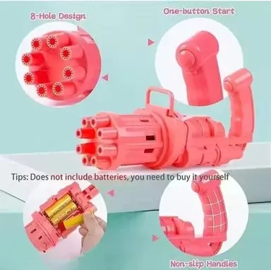 8 Hole Automatic Bubble Gun for Kids Battery Operated Bubble Blower Toy with LED Lights High Output Bubble Maker Machine Summer Outdoor Party Toy for Boys Girls thumbnail 2