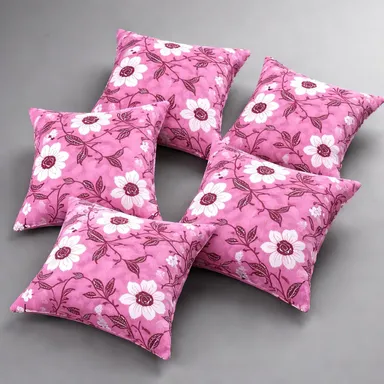 Soft Snooze Microfibre Bolster Pillow Pack of 5 Floral Luxury Cylindrical Cushions Soft Neck Support Bed Sofa Diwan Decorative Round Bolster Cushion Set Lightweight Washable Home Bedding India thumbnail 2