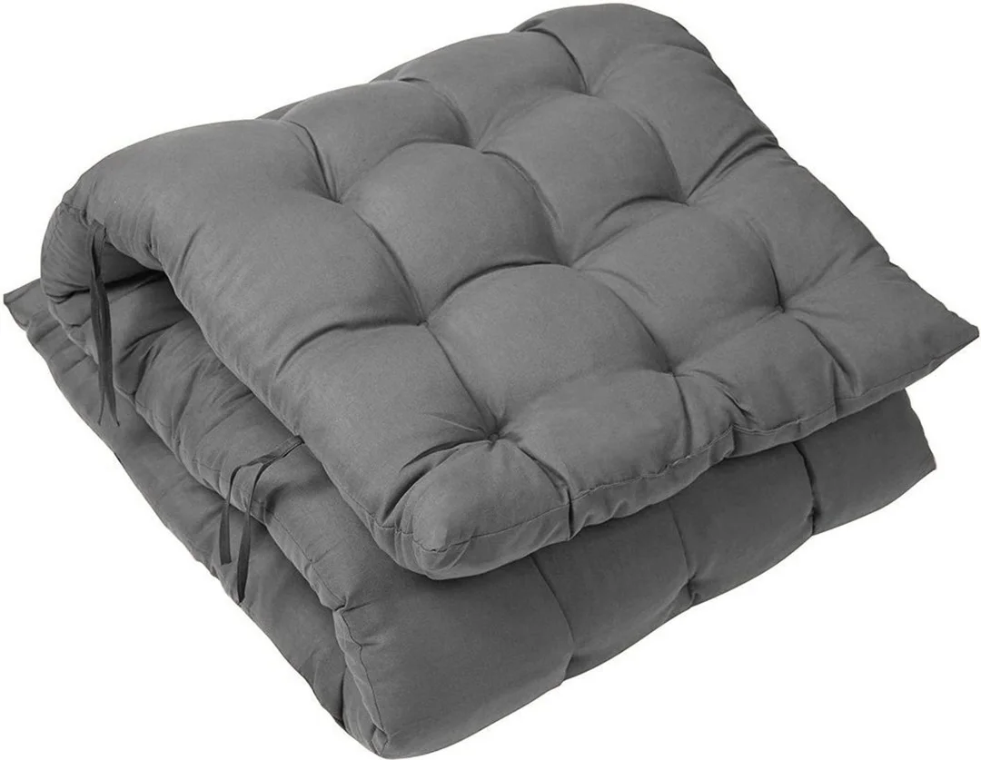 Soft Snooze Microfibre Luxury Chair Pad Cushion for Dining Chair Office Seat Cushion with Tie Straps Thick Padded Cotton Cover Anti Slip Chair Seat Pad for Home Restaurant Café Comfort Seating Pack of 1 Solid image 4