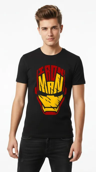 Regular Fit Black Superhero Printed T-Shirt for Men Cotton Graphic Tee Casual Round Neck Half Sleeve Marvel Style Comic Design Tshirt India Trend Black 30 thumbnail 1