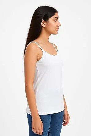 Women Cotton Camisole Tank Top Sleeveless Innerwear Vest Soft Breathable Stretch Ladies Undershirt Summer Inner Wear for Women White Comfortable Daily Wear Camisole Pack Women Cotton Camisole Tank Top Sleeveless Innerwear Vest Soft Breathable Stretch Ladi image 2