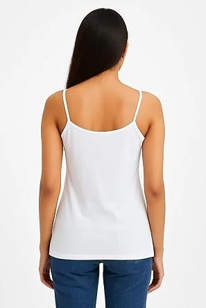 Women Cotton Camisole Tank Top Sleeveless Innerwear Vest Soft Breathable Stretch Ladies Undershirt Summer Inner Wear for Women White Comfortable Daily Wear Camisole Pack Women Cotton Camisole Tank Top Sleeveless Innerwear Vest Soft Breathable Stretch Ladi image 3