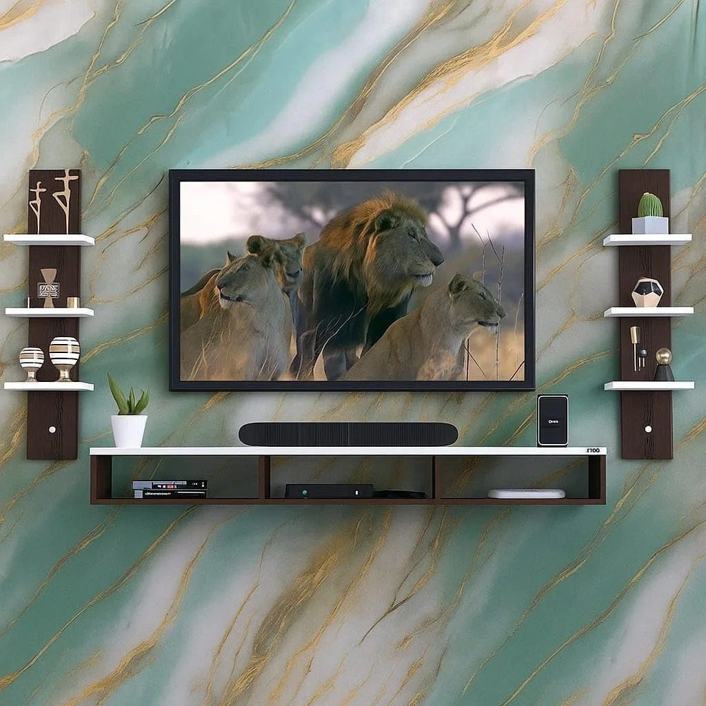 Self Adhesive PVC Marble Wallpaper Roll Green Gold Vein Waterproof Oil Proof Wall Sticker for Kitchen Backsplash Bathroom Living Room Decorative Wall Covering 60x200 cm image 2