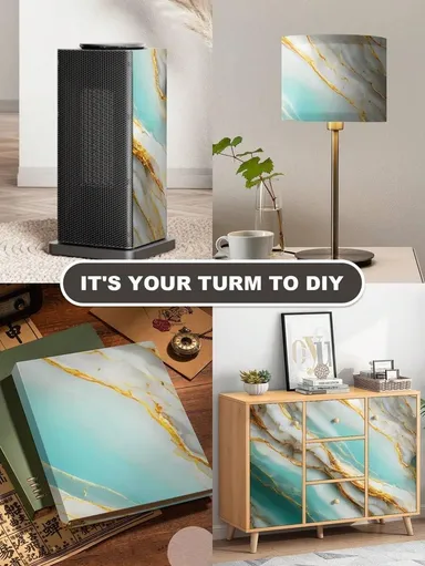 Self Adhesive PVC Marble Wallpaper Roll Green Gold Vein Waterproof Oil Proof Wall Sticker for Kitchen Backsplash Bathroom Living Room Decorative Wall Covering 60x200 cm thumbnail 2