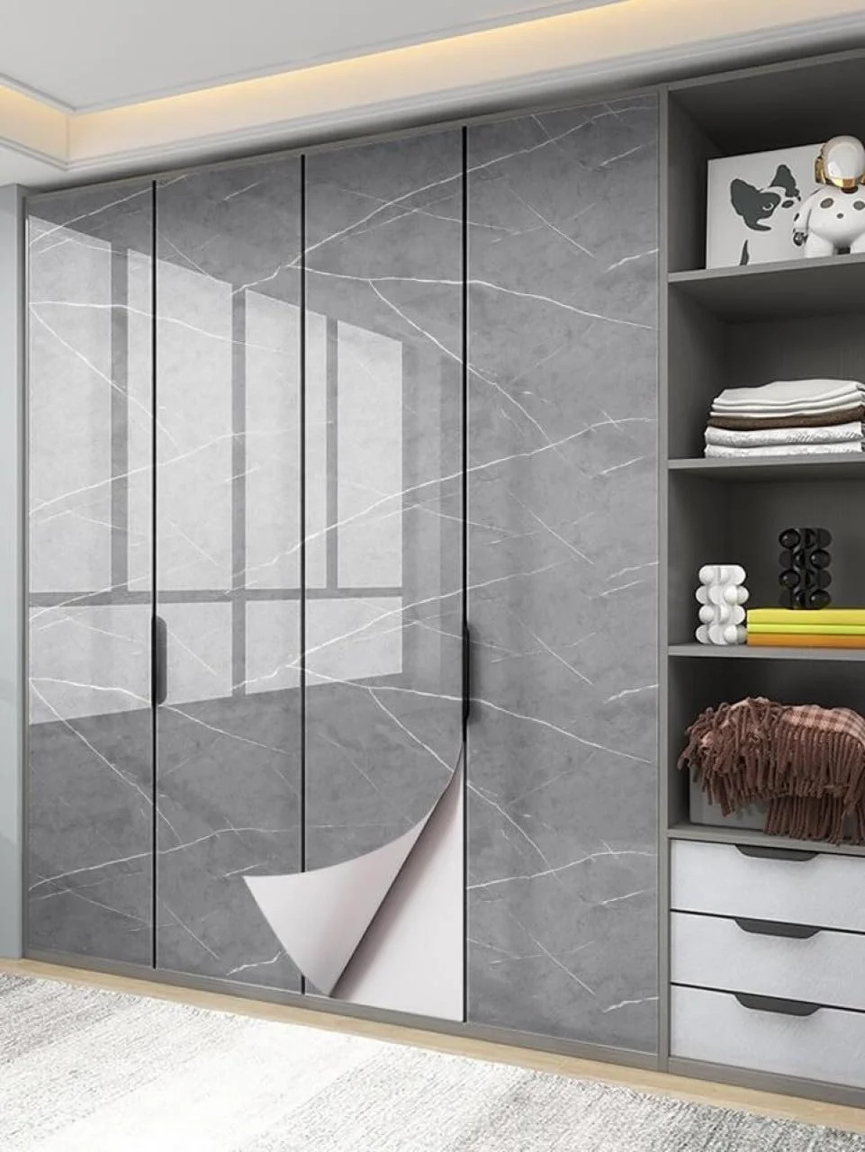 Self Adhesive Waterproof Kitchen Backsplash Wallpaper Roll 60x200 cm Marble PVC Oil Proof Heat Resistant Peel and Stick Wall Sticker for Tiles Cabinet Countertop Bathroom Decor India image 3
