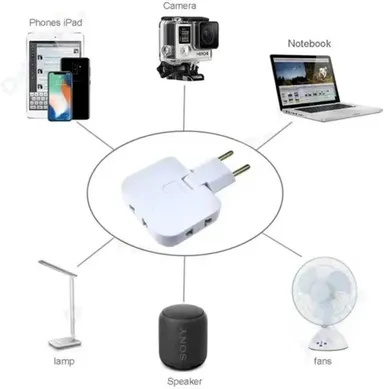 Universal Multi Plug 2 Pin Power Adapter Portable Travel Socket Converter Multiple Plug Extension Adapter for Mobile Charger Laptop Home Office Use thumbnail 3