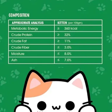 DoFo MeWoW Kitten Gold Dry Cat Food 1kg Fresh Fish Vegetable High Protein Complete Balanced Nutrition for Growth Immunity Digestion Bone Strength Brain Development Kitten Food thumbnail 3