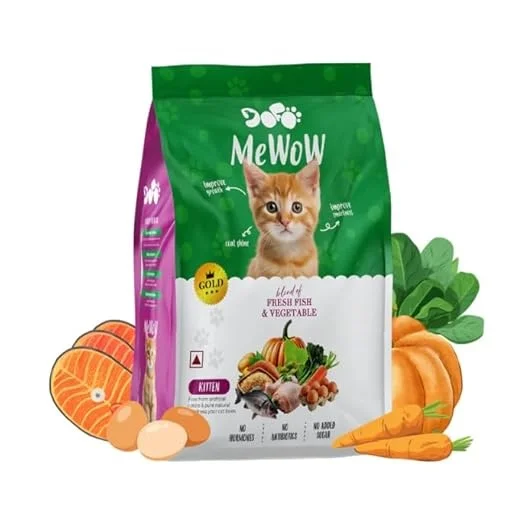 DoFo MeWoW Kitten Gold Dry Cat Food 1kg Fresh Fish Vegetable High Protein Complete Balanced Nutrition for Growth Immunity Digestion Bone Strength Brain Development Kitten Food image 1