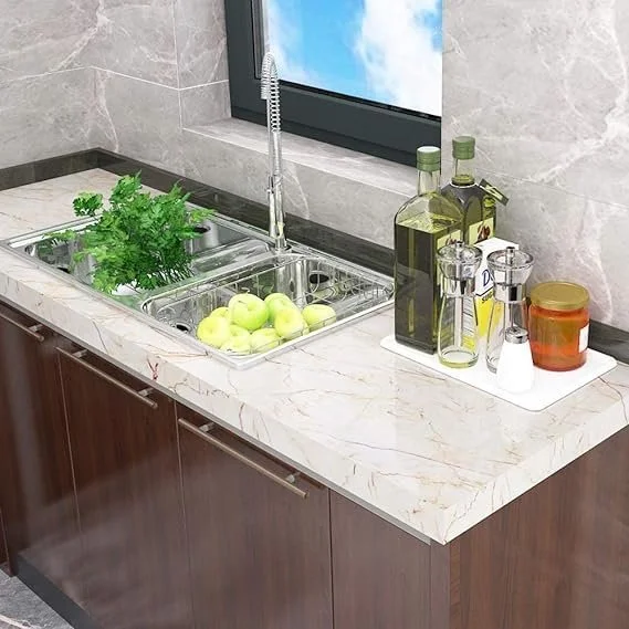 Kitchen Self Adhesive Oil Proof Waterproof Wallpaper Sticker Roll 60x200 cm Heat Resistant Aluminium Foil Contact Paper for Wall Cabinets Countertop Stove Protection Removable Decor Film image 5
