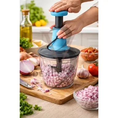 V3Deals Manual Push Chopper with 420 Stainless Steel Blades, 650ml Capacity, Dishwasher Safe, BPA Free Food Processor for Vegetables, Fruits, Salads (650ml) thumbnail 2