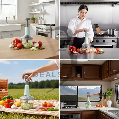 V3Deals Manual Push Chopper with 420 Stainless Steel Blades, 650ml Capacity, Dishwasher Safe, BPA Free Food Processor for Vegetables, Fruits, Salads (650ml) thumbnail 5