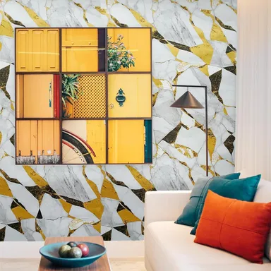 QEZZA PVC Self Adhesive Waterproof Oil Proof Heat Resistant Kitchen Wall Tiles Sticker Wallpaper Roll for Home Kitchen Bathroom Bedroom Living Room Shop Counter Backsplash Decor 60x200 cm thumbnail 2