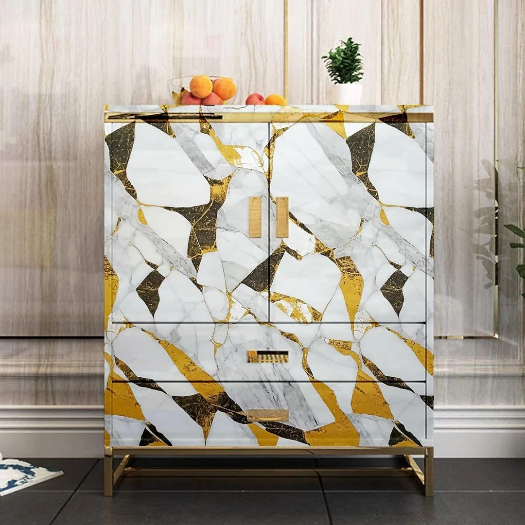 QEZZA PVC Self Adhesive Waterproof Oil Proof Heat Resistant Kitchen Wall Tiles Sticker Wallpaper Roll for Home Kitchen Bathroom Bedroom Living Room Shop Counter Backsplash Decor 60x200 cm image 4