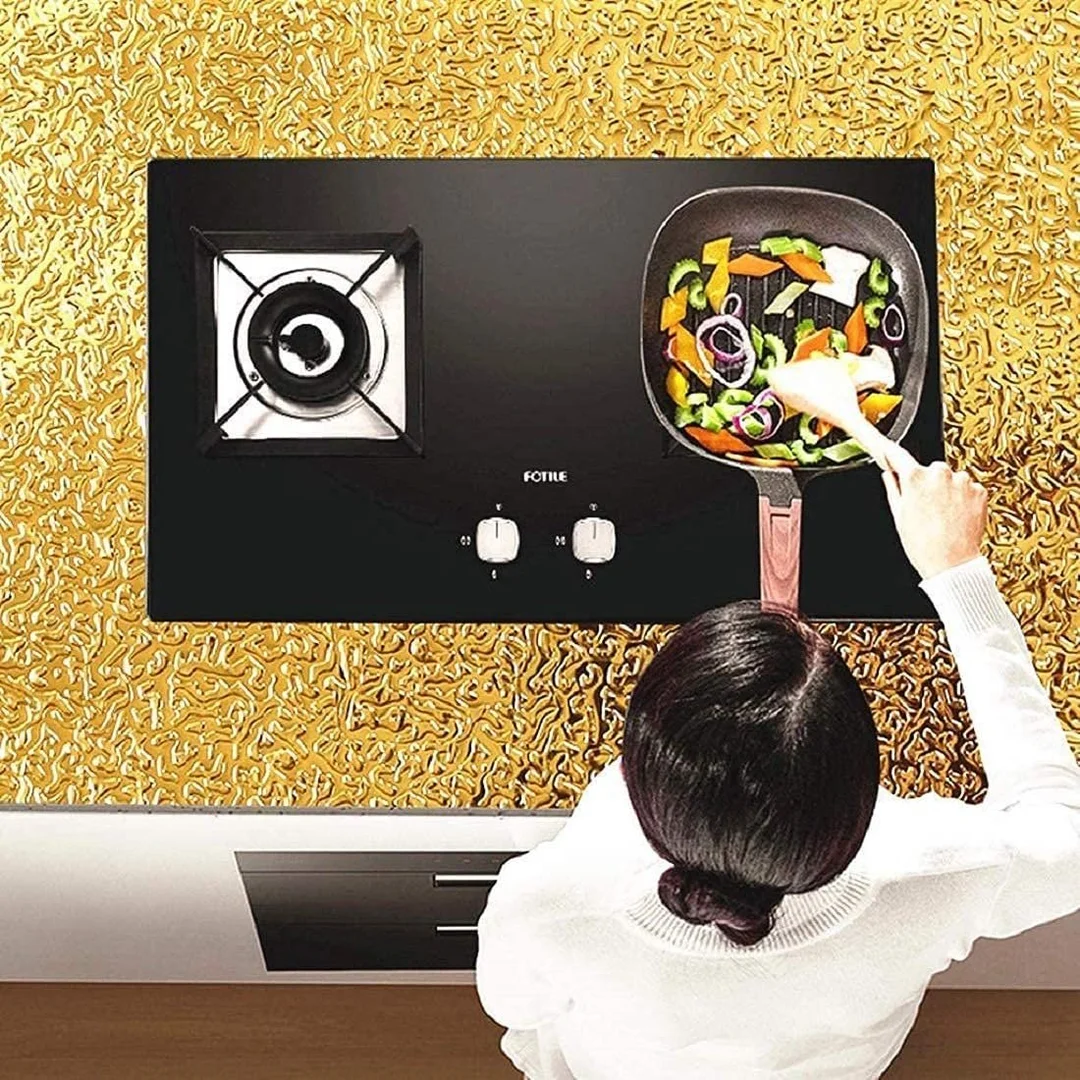 Metallic Textured Self Adhesive Wallpaper Roll 60x200 cm Waterproof Oil Proof PVC Peel and Stick Wall Sticker for Kitchen Cabinets Furniture Walls Backsplash Home Decor image 2