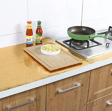 Metallic Textured Self Adhesive Wallpaper Roll 60x200 cm Waterproof Oil Proof PVC Peel and Stick Wall Sticker for Kitchen Cabinets Furniture Walls Backsplash Home Decor thumbnail 2