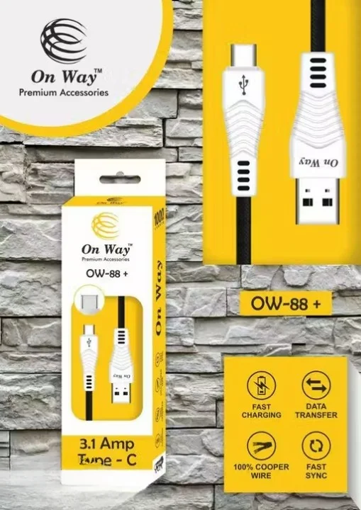 ONWAY OW-88+ 35W Type C Fast Charging Cable USB C Data Sync Cable for Android Mobile Charger High Speed PD Charging Cable Durable Nylon Braided Type C Cable image 1