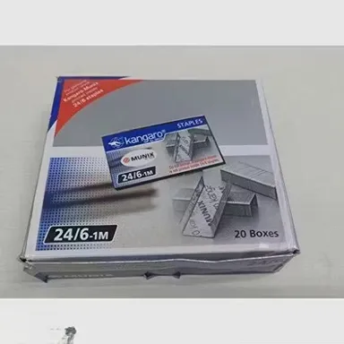 Kangaro 24/6 1 Million Stapler Pins Set of 4 Packs |Approx. 1000 Staples Each | Durable Silver Staples for Office, Home, School, and Everyday Use, Made in India thumbnail 1