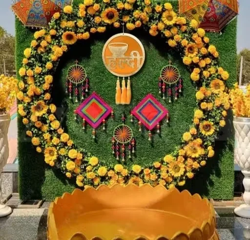 Haldi Ceremony Decoration Hangings Traditional Wedding Wall Decor Set Mehendi Function Backdrop Props Reusable Festive Hanging Kit Yellow Theme image 2