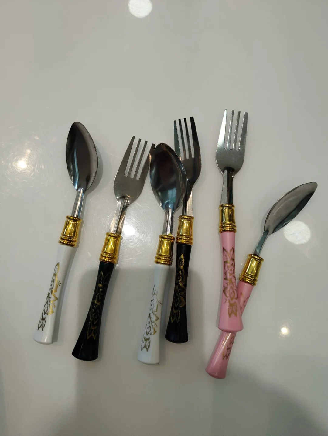 Premium Stainless Steel Spoon & Fork Set with Designer Golden Handle Grip, Luxury Dining Cutlery Set for Kitchen, Dining Table, Hotel Use, Reusable Rustproof Utensils Set Combo Pack (6 Pieces Each) image 2
