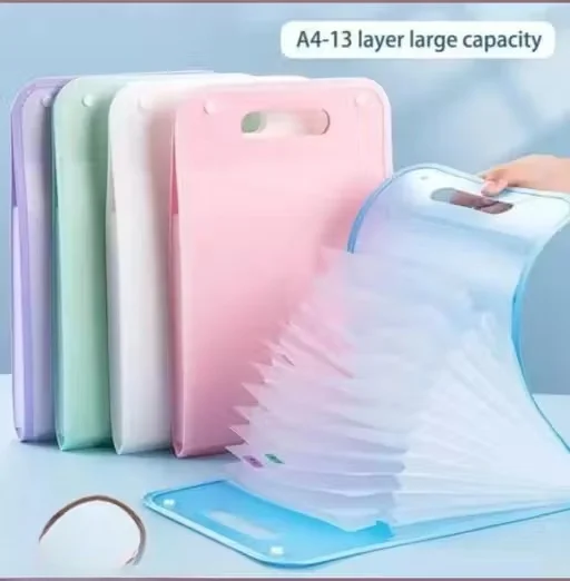 13Layer A4 Document Storage Organizer Expanding File Folder with Multi Pocket Accordion File Case Portable Office File Holder for Certificates Bills Papers School Office Stationery image 1