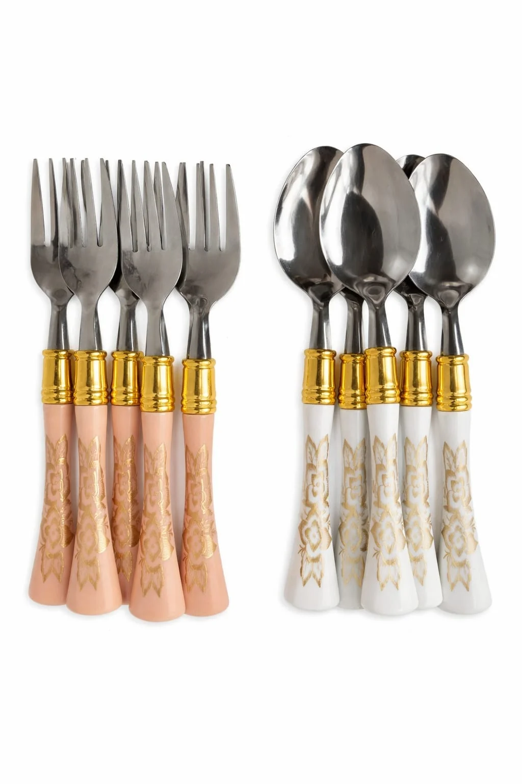 Luxury Stainless Steel Spoon & Fork Set with Gold Plated Floral Handles Premium Designer Cutlery Set for Dining Table Kitchen Wedding Gift Set Reusable Rust Resistant Flatware India image 1