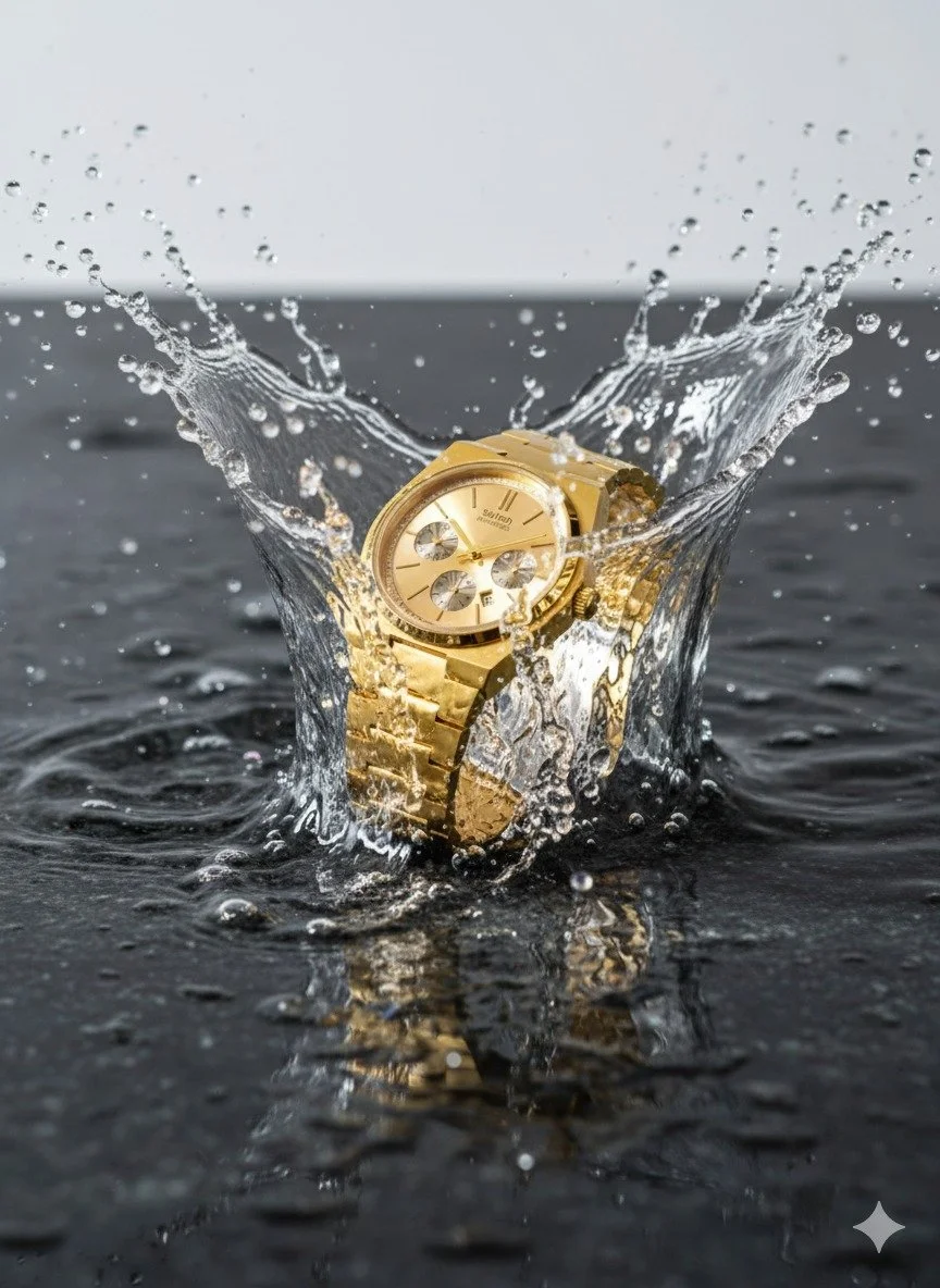 Luxury Gold Stainless Steel Waterproof Analog Chronograph Wrist Watch for Men Premium Quartz Business Casual Party Watch Gold Dial Metal Strap Water Resistant Fashion Timepiece image 1