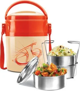 Milton Opil Nova Insulated Tiffin Box 3 Stainless Steel Containers Hot Meal Lunch Carrier Food Grade Leakproof Lunch Box with Handle for Office School Travel India image 1