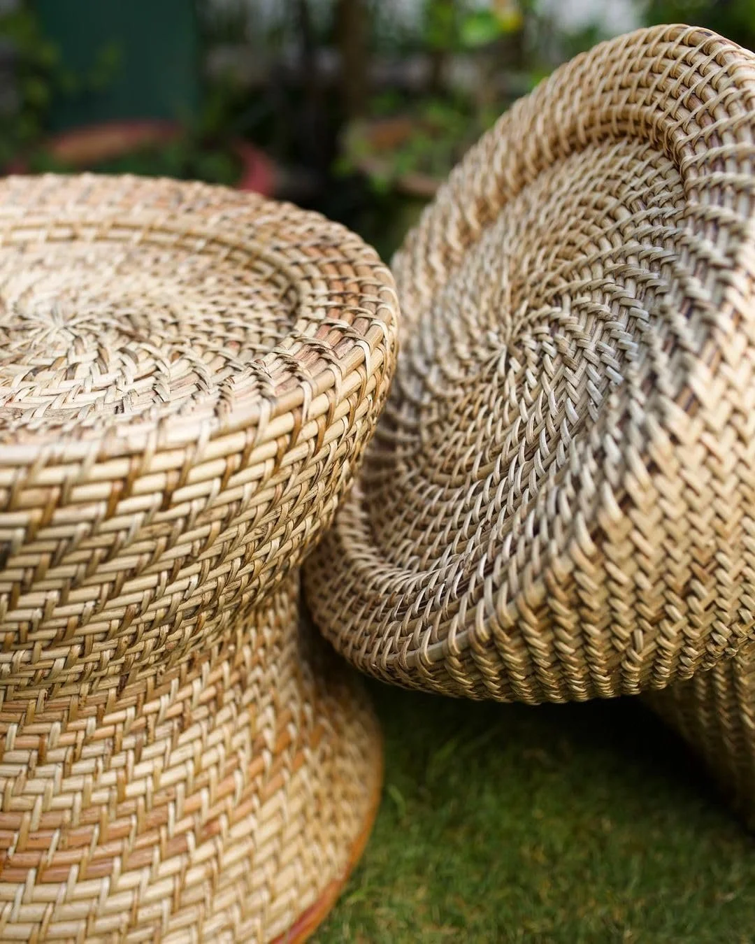 Assam Admiration Natural Cane Rattan Round Stool 35cm Handwoven Backless Seating Mudda for Living Room Balcony Garden Patio Cafe Indoor Outdoor Accent Furniture Beige image 3